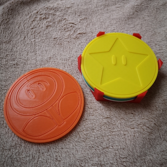Custom Made! Super Mario Coaster Set + Holder - Picture 3 of 5
